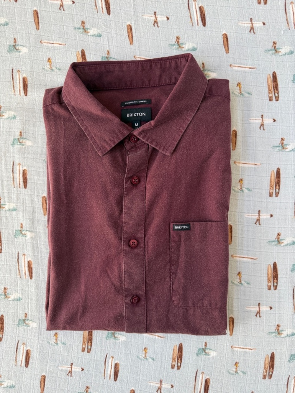 Brixton Short-Sleeve Button-Down Shirt in Deep Burgundy